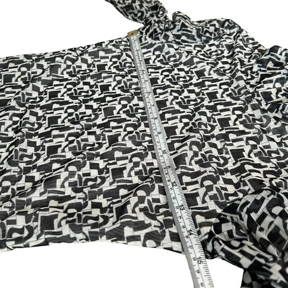Baum und Pferdgarten Women's Jodi Geometric Mock Neck Mesh Top‎ Black White XS - Picture 9 of 11